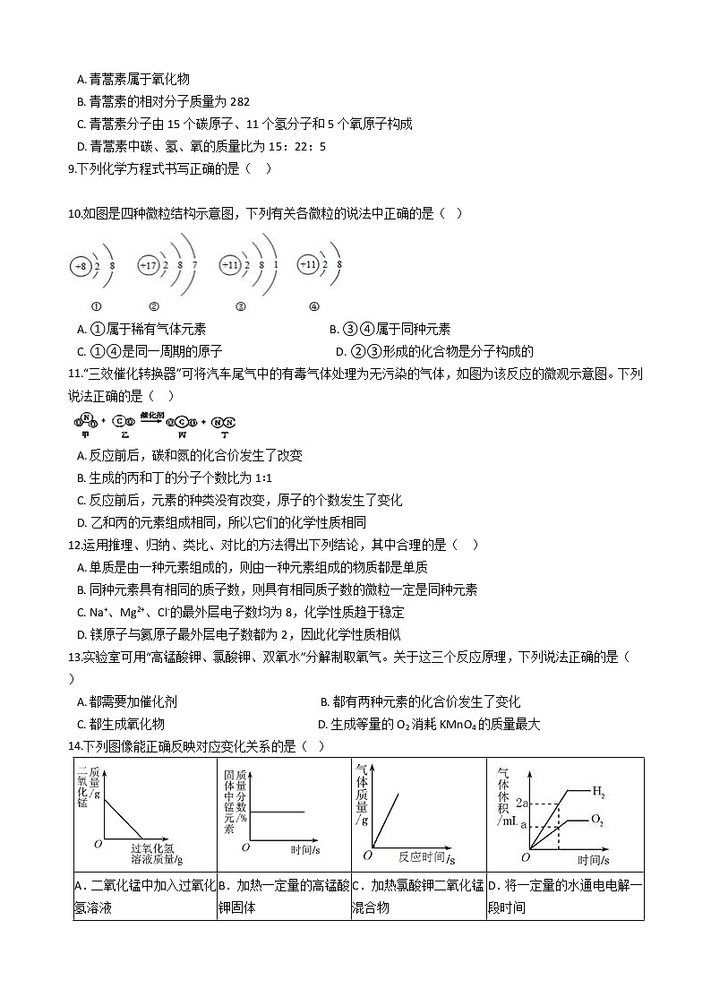 2021年河南省郑州市九年级上学期化学期中考试试题第2页