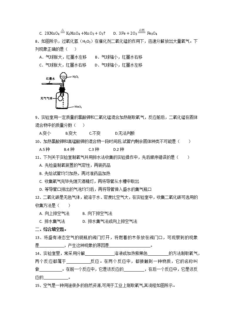 第二单元课题3制取氧气同步练习-2021-2022学年九年级化学人教版上册（无答案）第2页