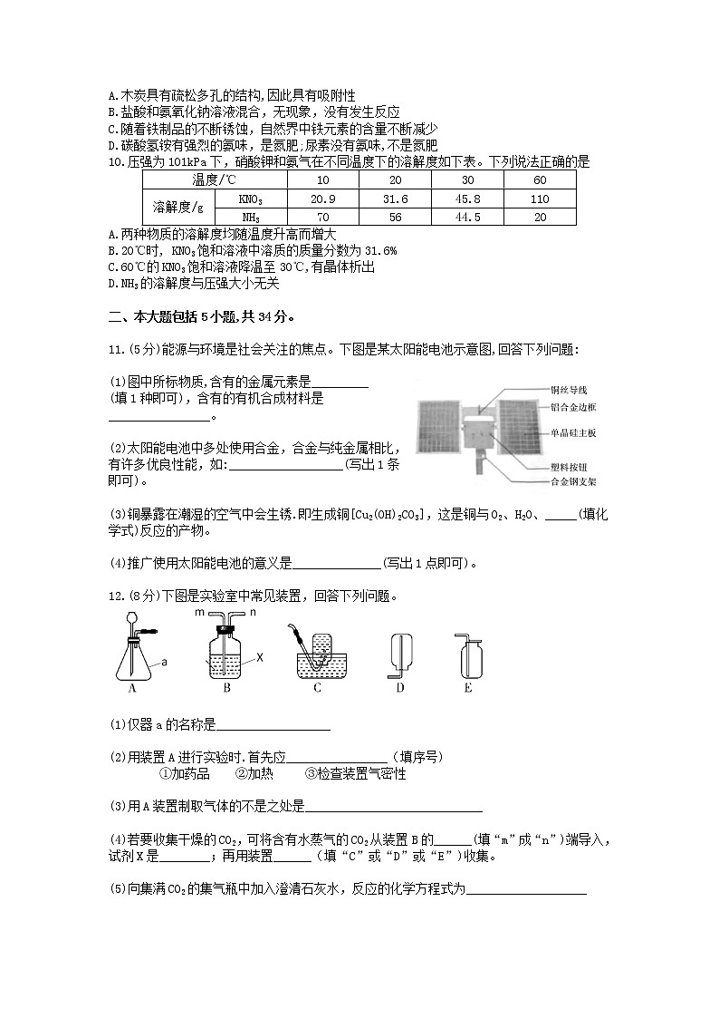 2019年安徽淮南中考化学真题及答案02