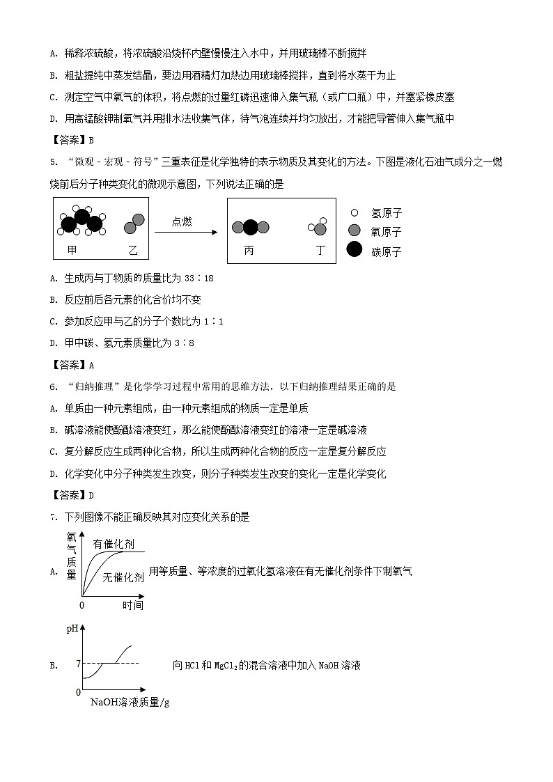 2021年贵州黔东南中考化学试题及答案02
