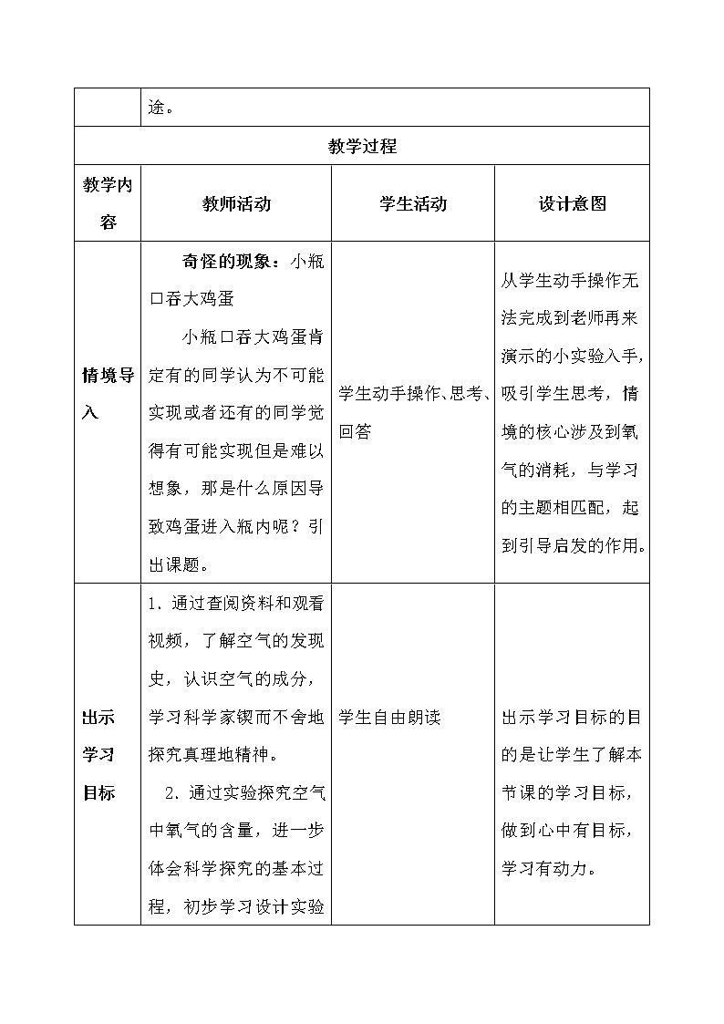 鲁教版（五四制）八年级全一册 4.1 空气的成分（教案）第2页