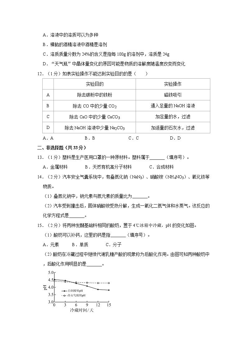 2021年北京市西城区中考化学二模试卷03