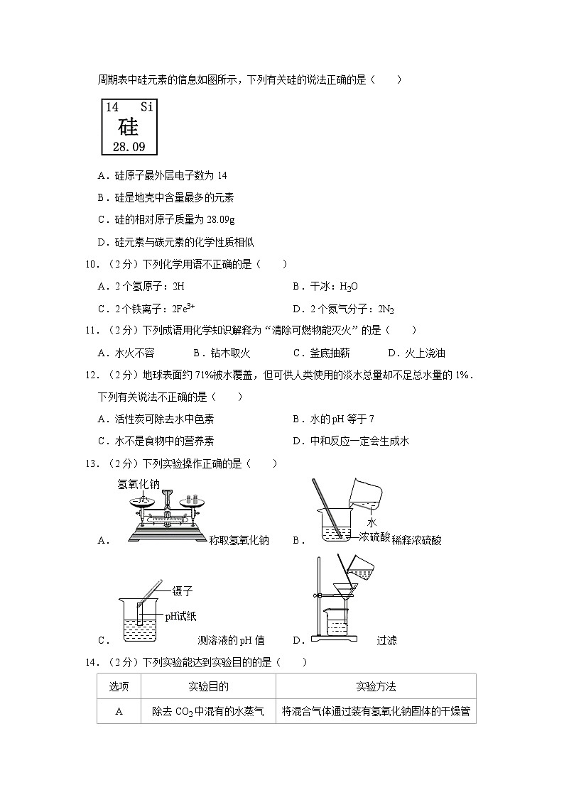 2021年重庆市潼南区中考化学一模试卷(1)第2页