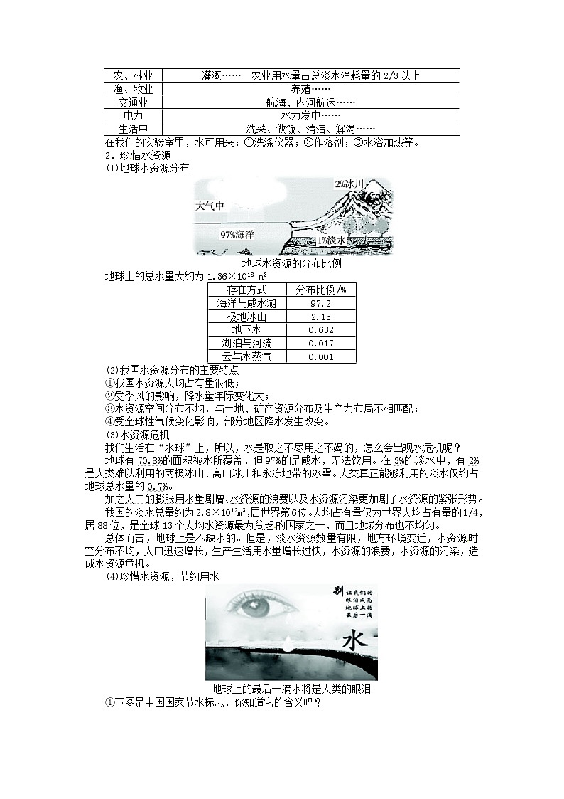 2021-2022学年度科粤版九年级化学上册教案4.1  我们的水资源02