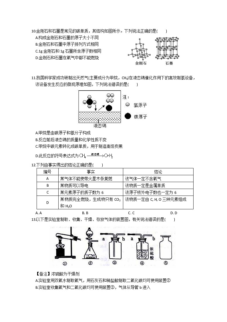 苏州工业园区星海实验中学2021-2022学年第一学期九年级化学期中试卷 化学参考答案03
