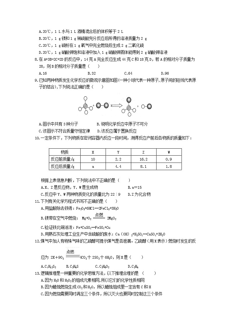 2021年初中化学人教版 九年级上册 第五单元  单元检测试卷第2页