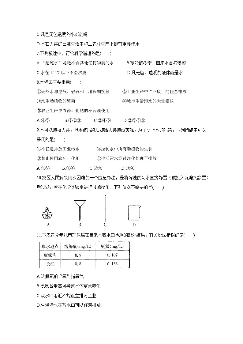 2021年初中化学 沪教版（全国）九年级上册 第2章 第3节   自然界中的水 同步习题作业第2页