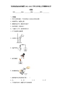 甘肃省武威市西城区2021-2022学年九年级上学期期中化学试题（word版 含答案）