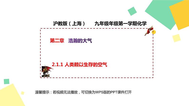 2021年初中化学 沪教版（上海）九年级第一学期 2.1.1 人类赖以生存的空气 课件01