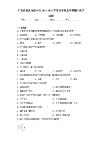 广东省韶关市新丰县2021-2022学年九年级上学期期中化学试题（word版 含答案）