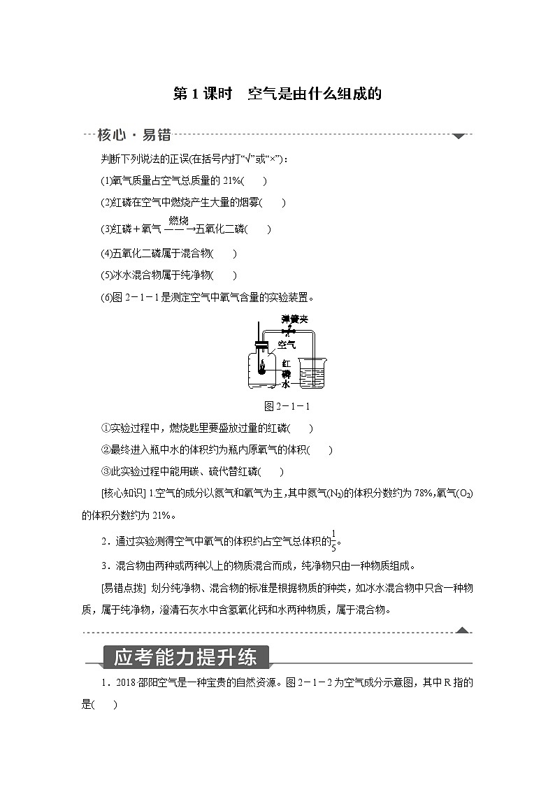人教版初中化学九上 第二单元 课题1 空气  第1课时 空气是由什么组成的01