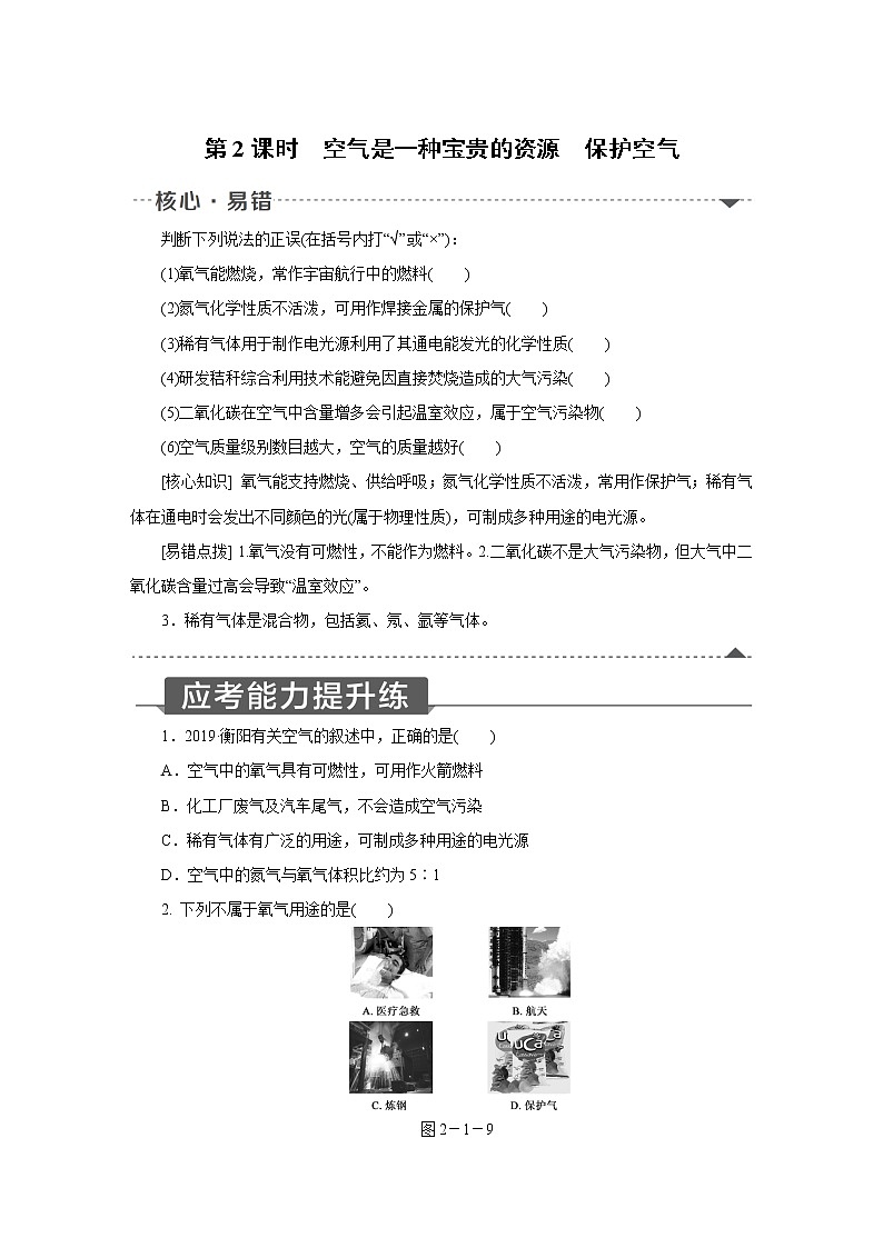 人教版初中化学九上 第二单元 课题1 空气  第2课时　空气是一种宝贵的资源　保护空气01