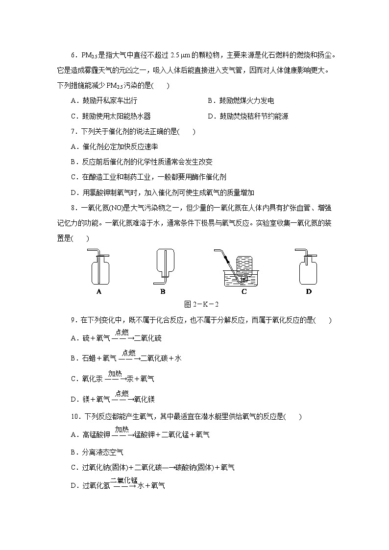 人教版初中化学九上  第二单元我们周围的空气 综合提升卷第2页