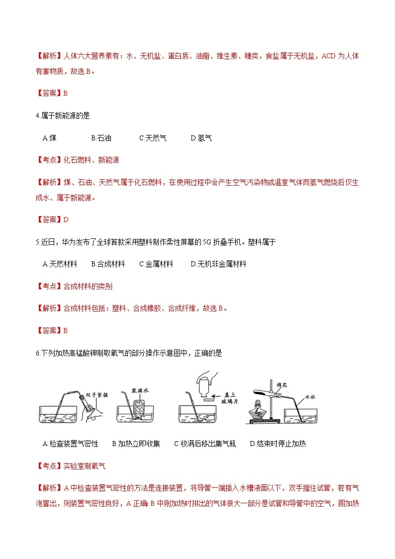 2019年江西省中考化学真题 （解析版）02