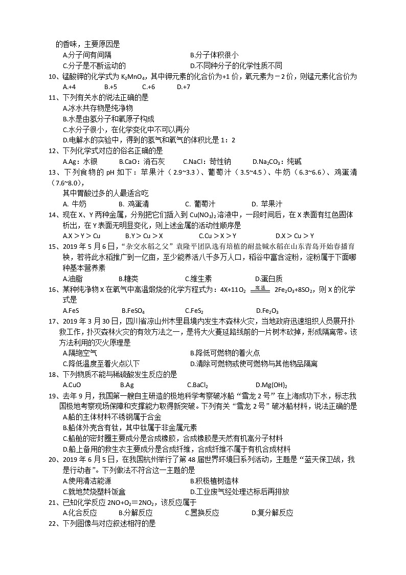 2019年湖南省邵阳市中考化学真题（word版，含答案）第2页
