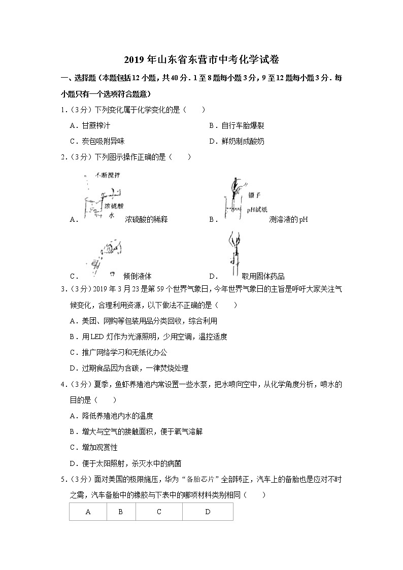 2019年山东省东营市中考化学试题（解析版）第1页