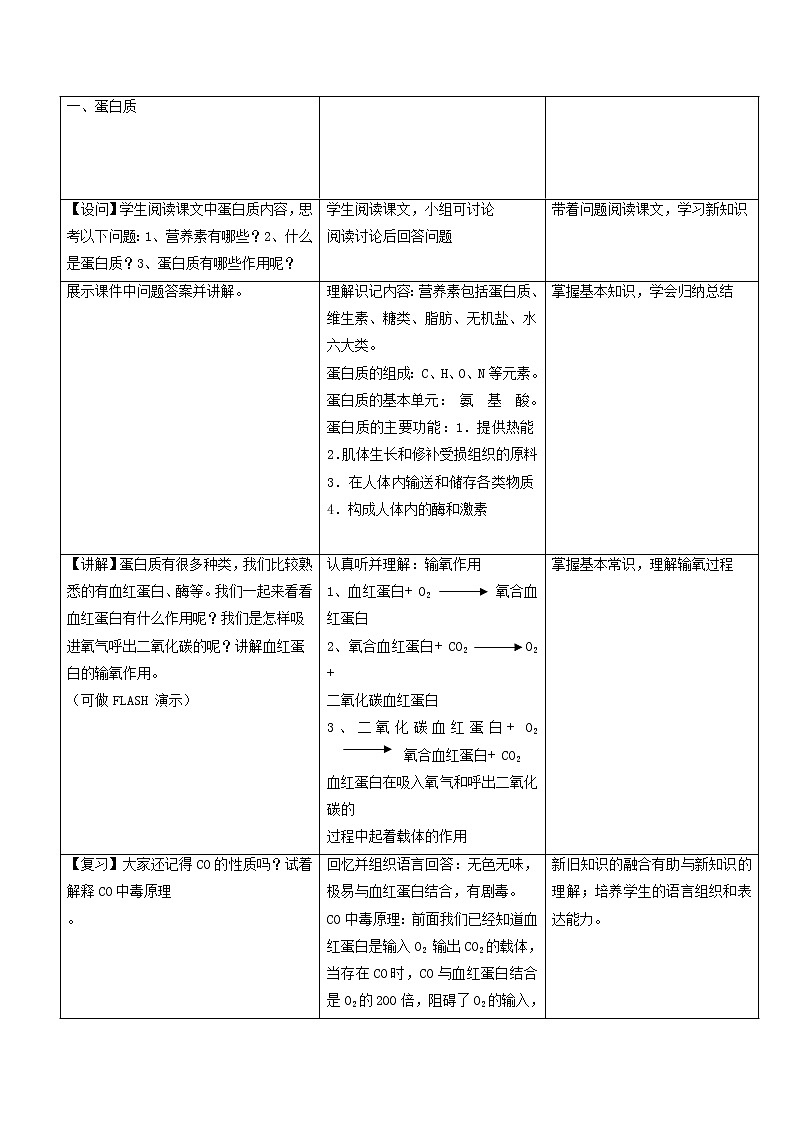 人教五四制初中化学九下《第五单元  课题1 人类重要的营养物质》教案第2页