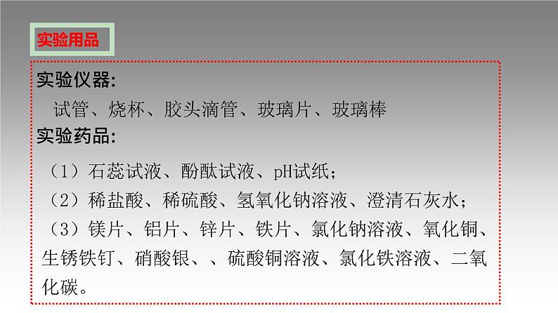 科粤版化学九年级上册《实验六 溶液酸碱性检验与酸、碱的化学性质》课件第6页