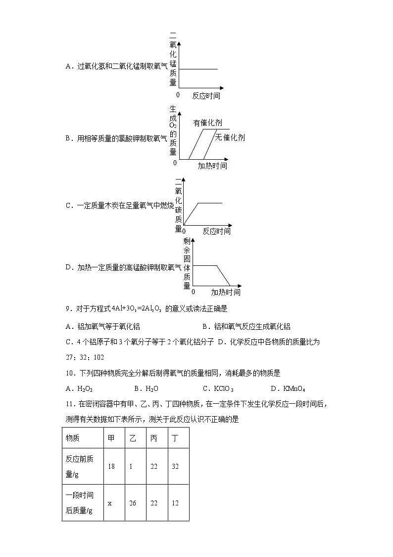 第五单元化学方程式测试题--2021-2022学年九年级化学人教版上册（word版 含答案）第3页