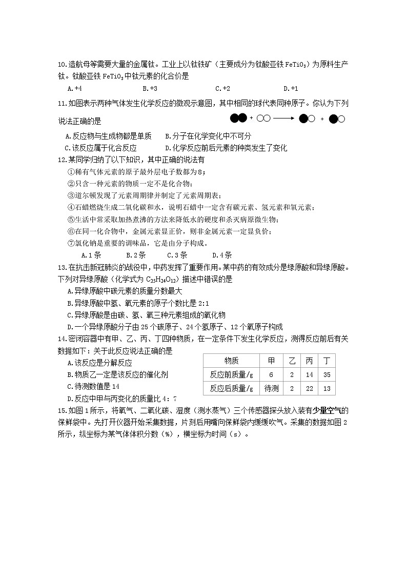 江苏省南京市溧水区2021-2022学年九年级上学期期中学情调研化学【试卷+答案】第2页