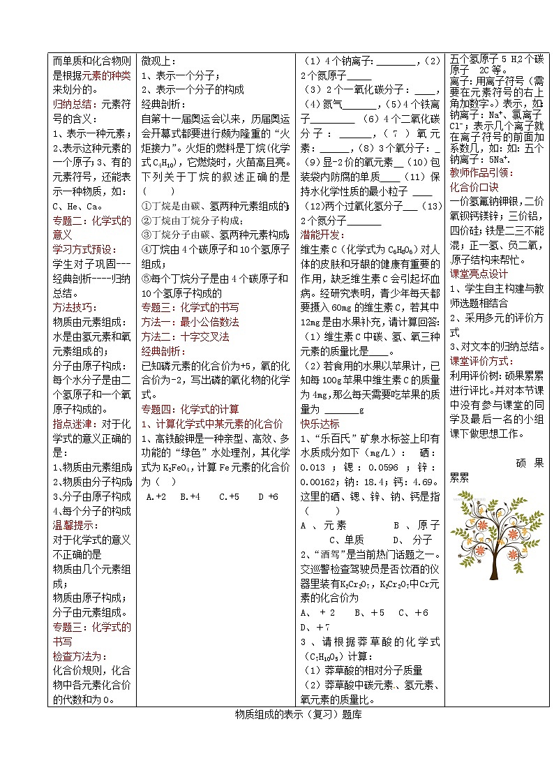 鲁教初中化学九上《第四单元 第2节 物质组成的表示》教案第2页