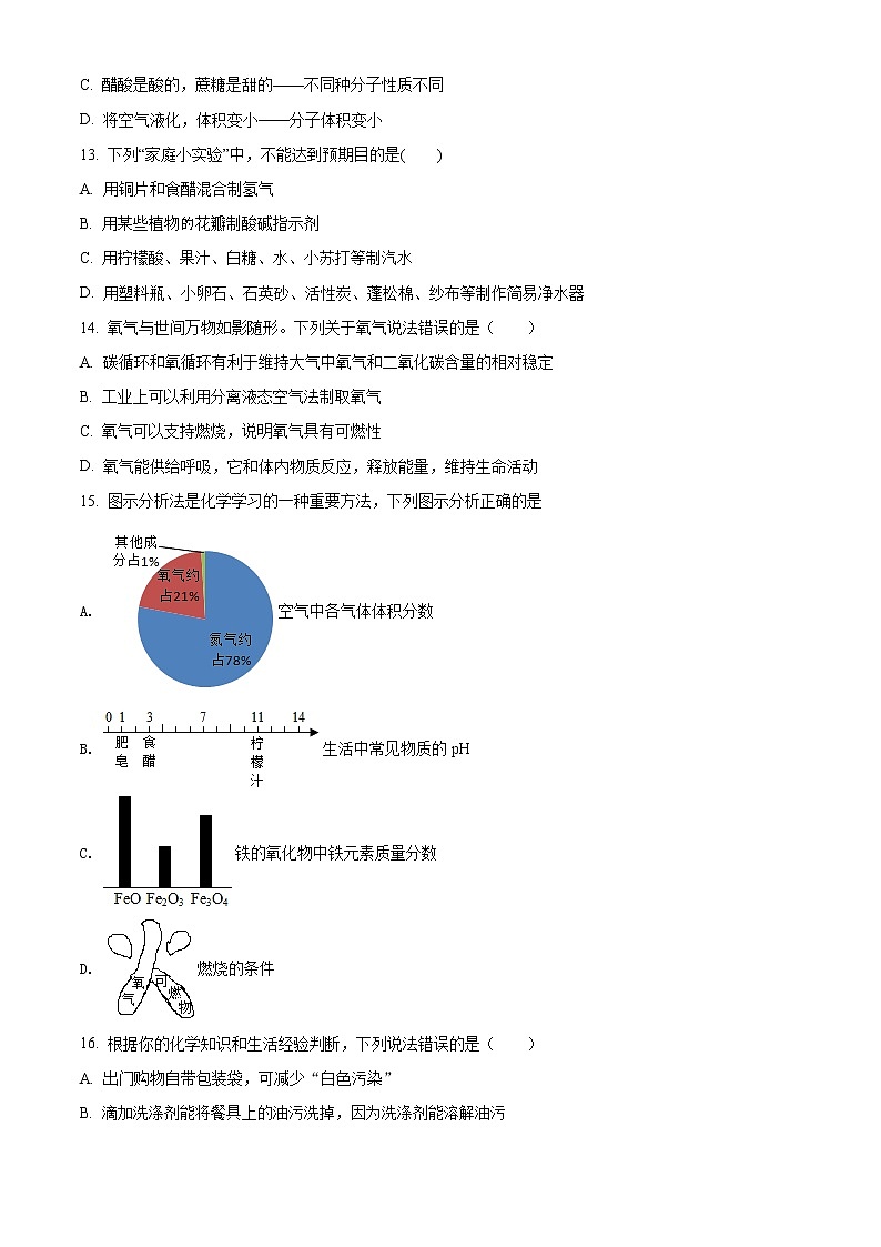2021年河北省九地市中考一模化学试题03