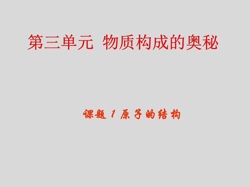 鲁教五四制初中化学八年级全册《第三单元  第1节 原子的构成》课件PPT第1页
