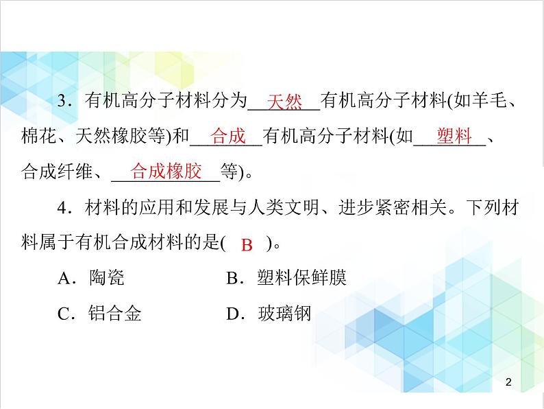 第十二单元 课题3 有机合成材料 课件02