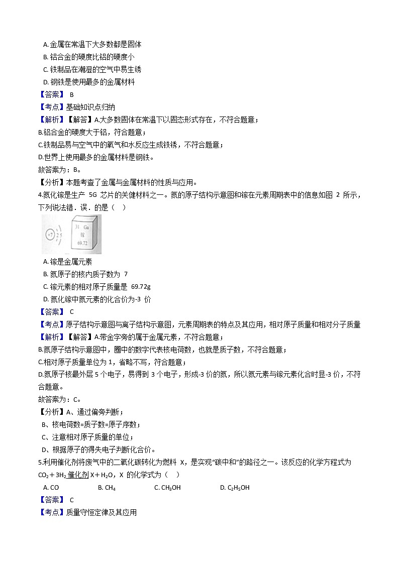 河北省2021年中考化学试卷(解析版)第2页