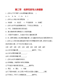 初中化学鲁教版九年级下册第二节  化学元素与人体健康复习练习题