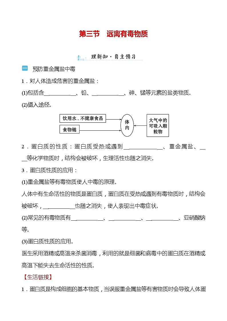 第十单元　第三节　远离有毒物质 学案—2020-2021学年九年级化学鲁教版下册01