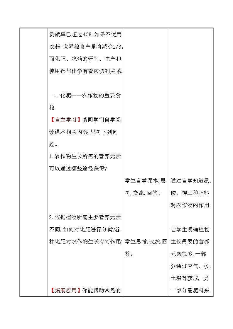 第十一单元　第三节　化学与农业生产 教案—2020-2021学年九年级化学鲁教版下册03