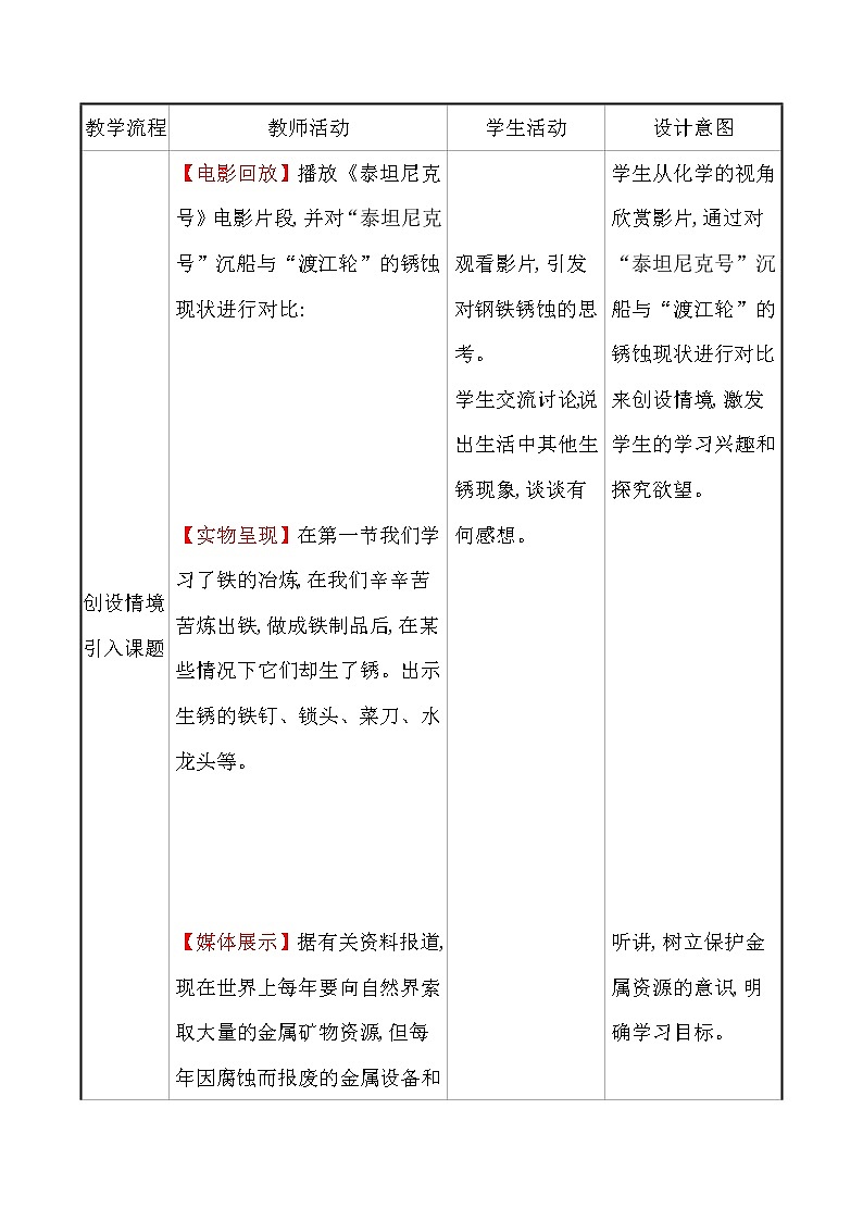 第九单元　第三节　钢铁的锈蚀与防护 教案—2020-2021学年九年级化学鲁教版下册02