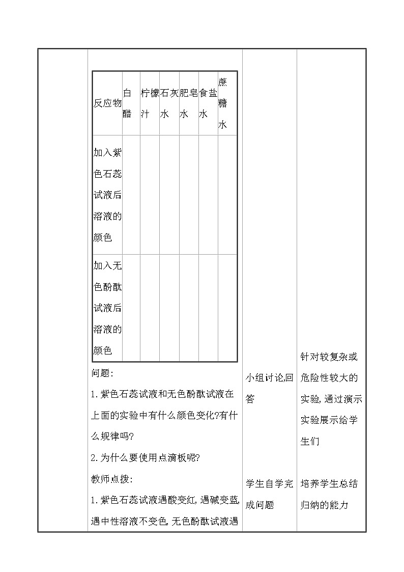 第七单元　第三节　溶液的酸碱性 教案—2020-2021学年九年级化学鲁教版下册第3页