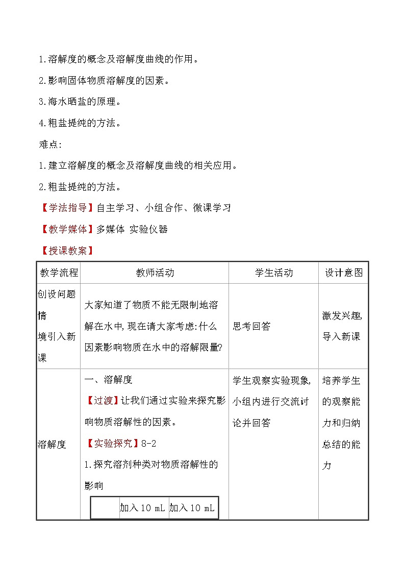 第八单元　第二节　海水“晒盐”  第2课时 教案—2020-2021学年九年级化学鲁教版下册第2页