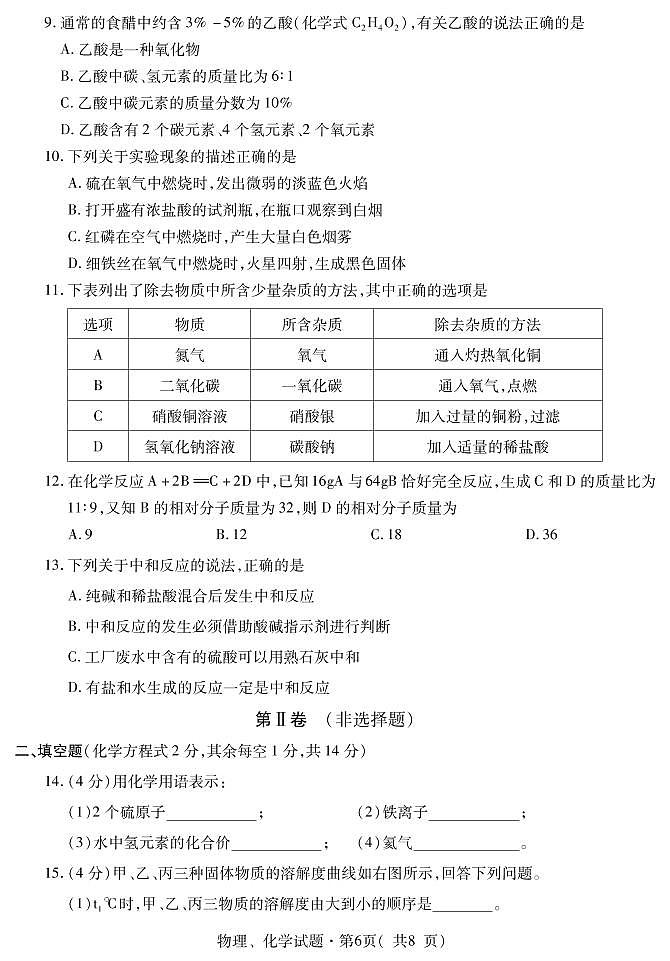 青海省西宁市2020年九年级调研测试（一模）化学试题（可编辑PDF版）02