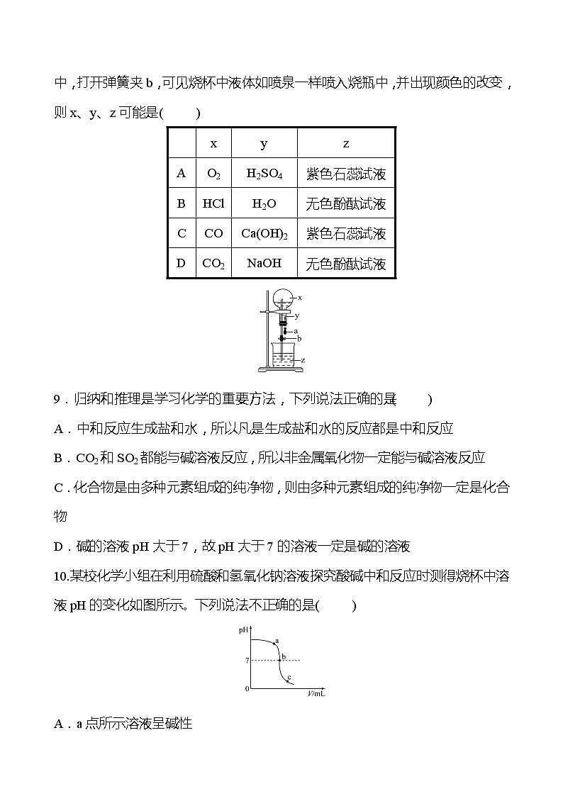 单元质量达标（一）（第七单元） 试卷（学生版）—2020-2021学年九年级化学鲁教版下册第3页