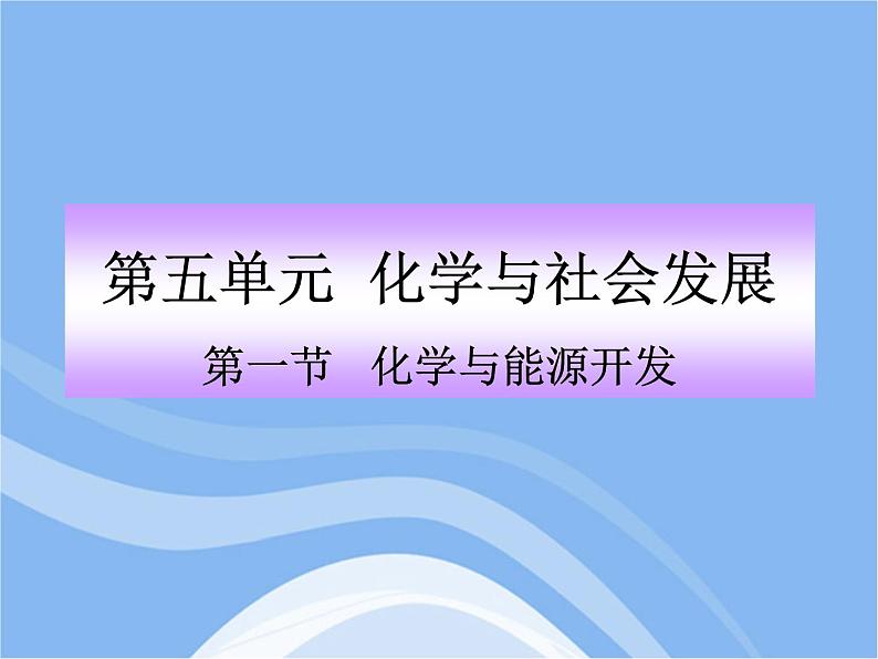 鲁教五四制初中化学九年级全册《第六单元 1 化学与能源开发》课件PPT01