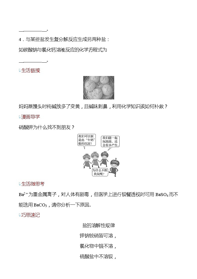 第7章 第3节 第1课时 盐 学案（学生版）—2020-2021学年九年级化学沪教版下册第3页