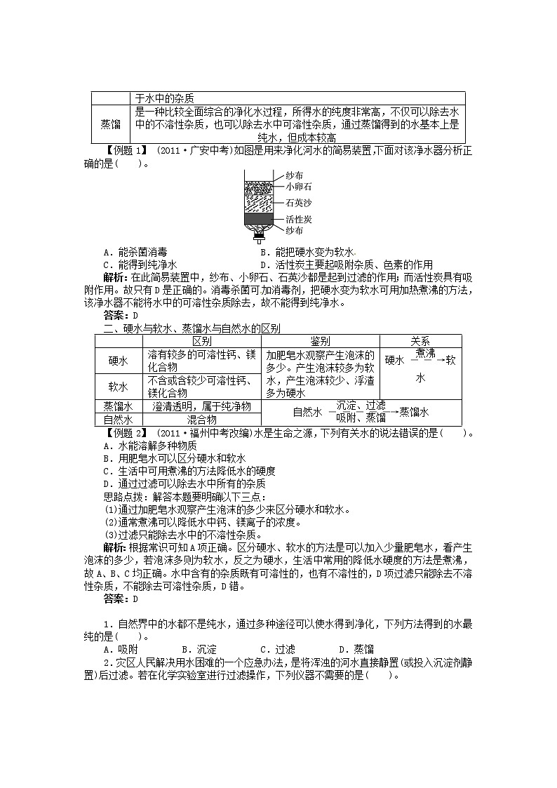 九年级化学上册 2.1 运动的水分子（第2课时）复习 鲁教版学案02