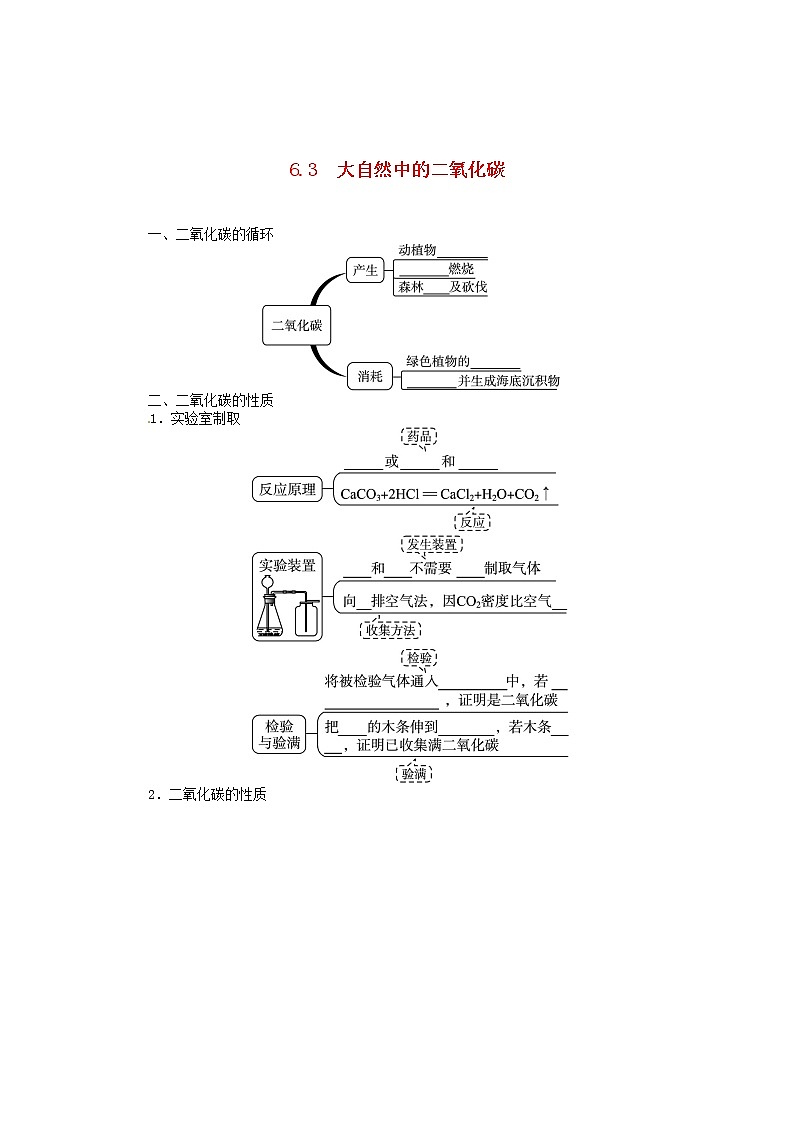 九年级化学上册 6.3 大自然中的二氧化碳 鲁教版学案第1页
