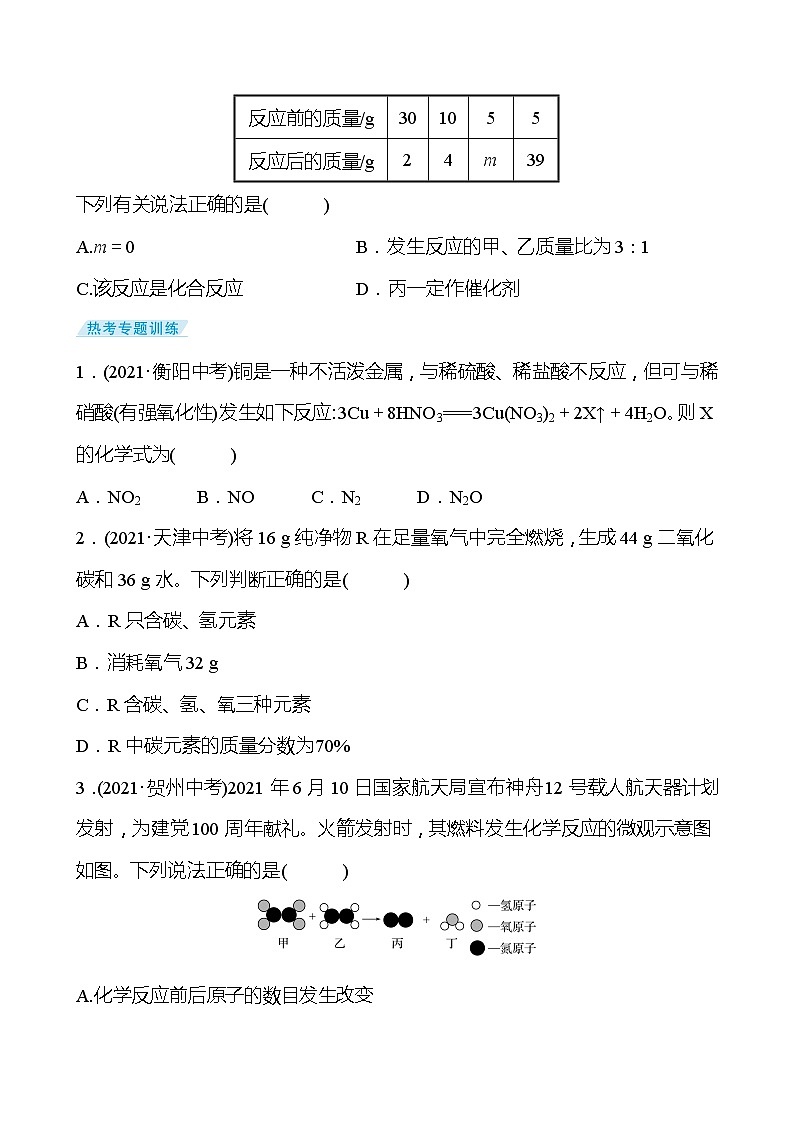 备战2022 鲁教版 中考复习 专题训练2 质量守恒定律的应用 试卷(学生版)第2页