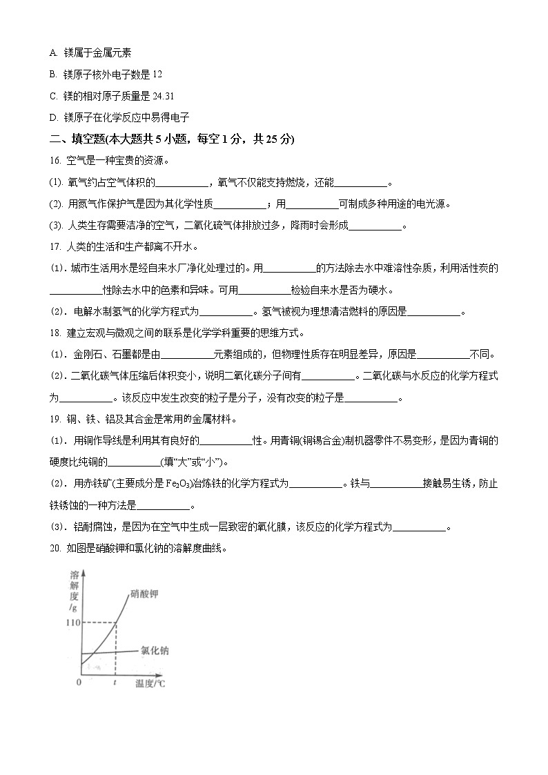 2021年辽宁省大连市中考化学试题（含答案）03