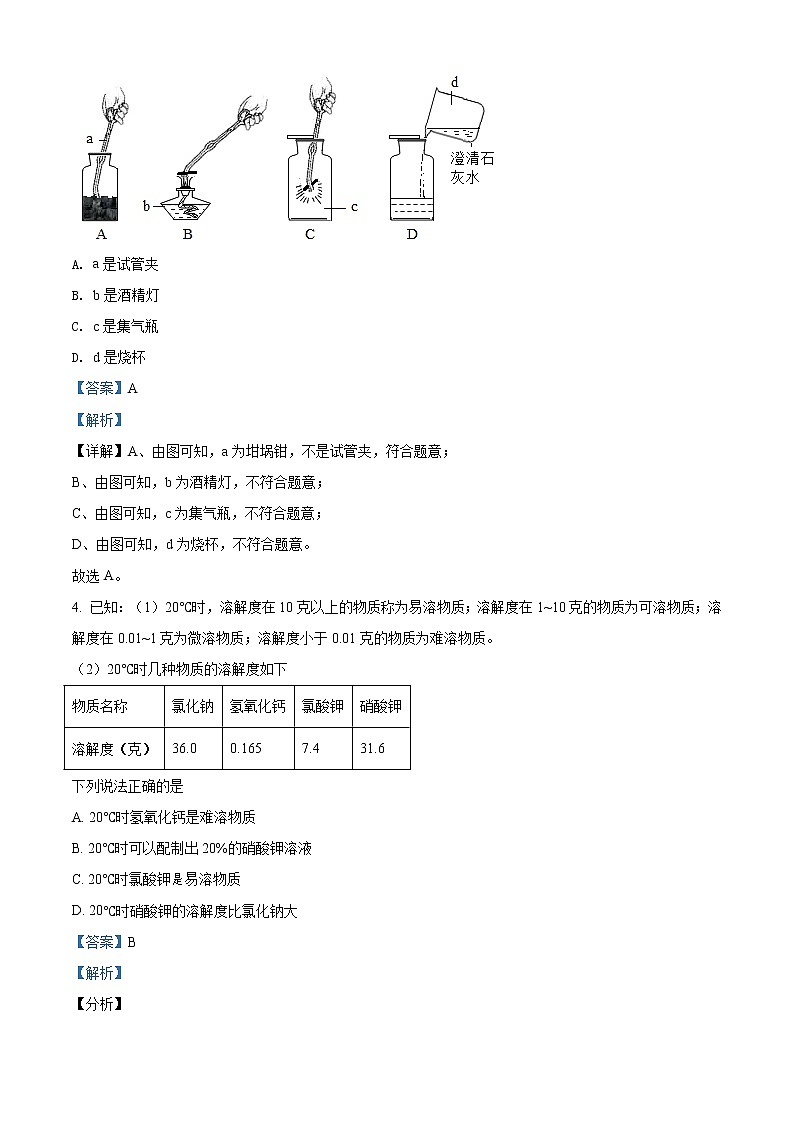 2021年浙江省杭州市中考化学试题（原卷+解析）02