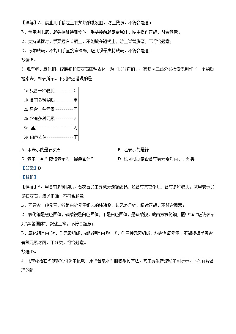 2021年浙江省嘉兴市中考化学试题（原卷+解析）02
