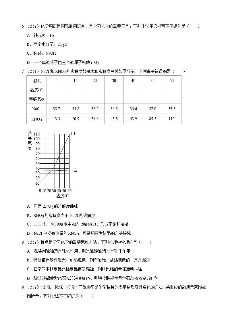 2021年湖南省张家界市中考化学真题（解析版）02