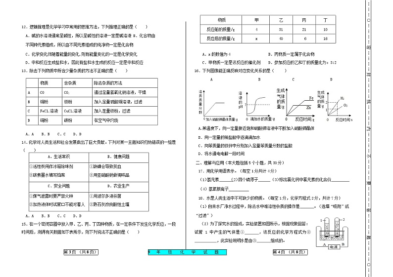 山东省德州市宁津县2020届九年级中考二模化学试题02