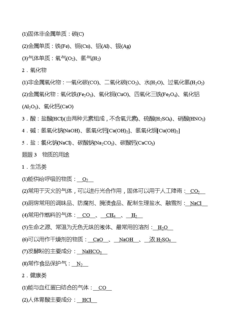 备战2022 鲁教版 中考复习 专题四 物质的推断 学案(教师版)第2页