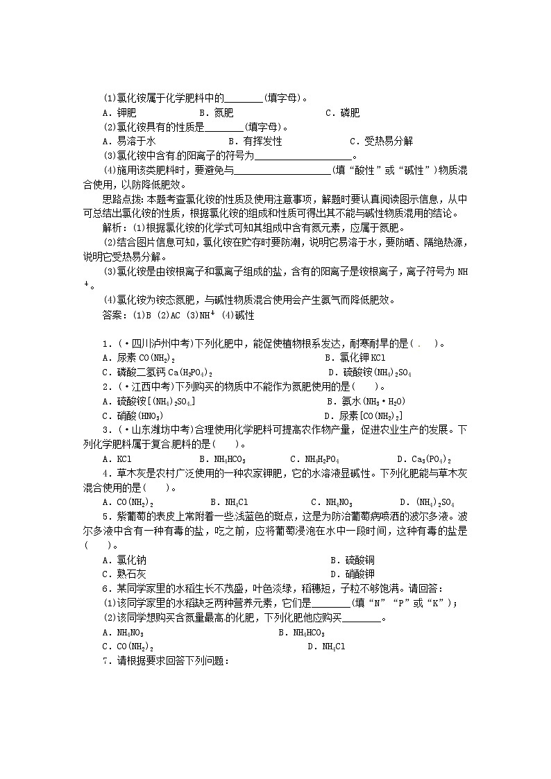 鲁教初中化学九下《第十一单元  第3节 化学与农业生产》学案02