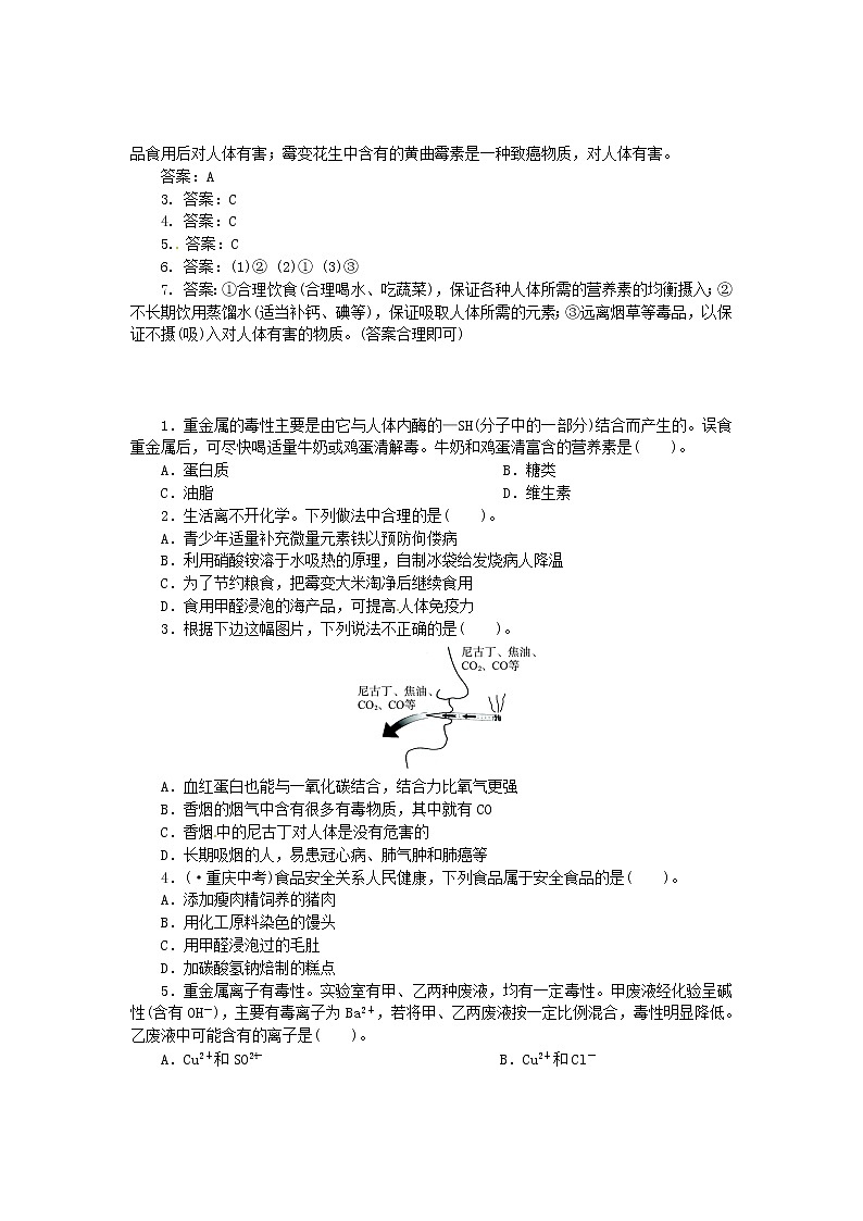 鲁教初中化学九下《第十单元  第3节 远离有毒物质》学案03